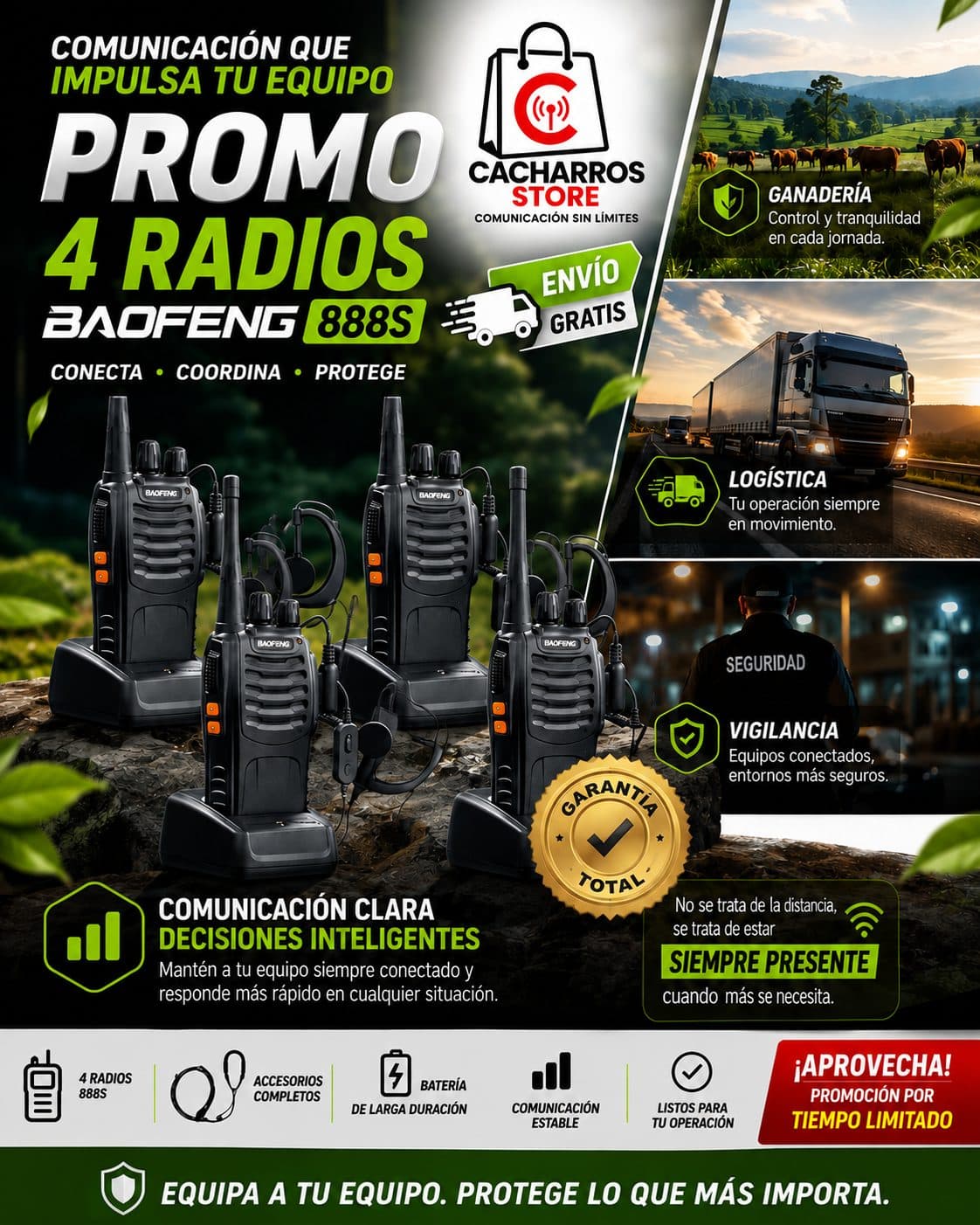 4 Radios Baofeng 888S Originales